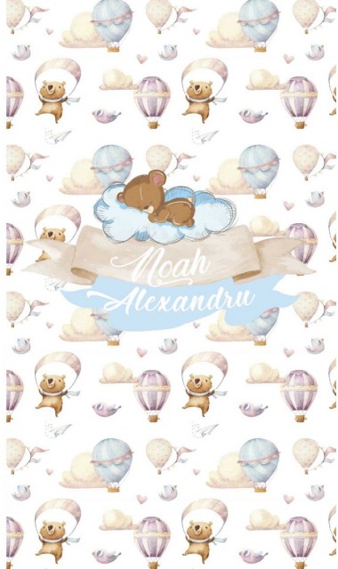 Trusou de botez cu ursuleti si baloane de aer cald Air Ballons Teddy Bear 1